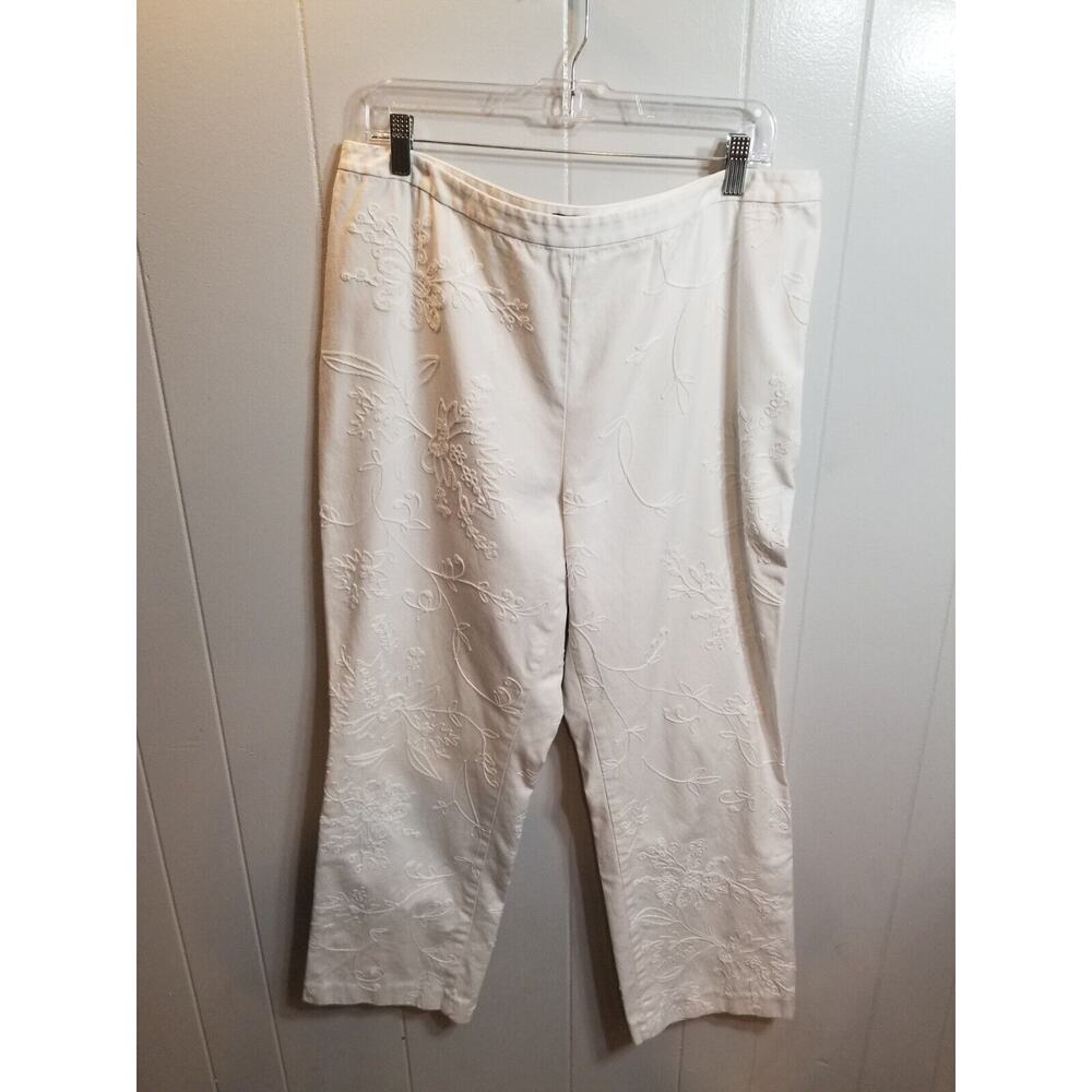 Vintage Lauren Ralph Lauren Women's 16‎ White Embroidered Straight Leg Pants